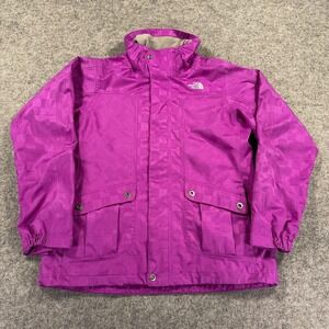 The North Face HyVent Jacket Womens Large Purple Check Waterproof Ski Snowboard